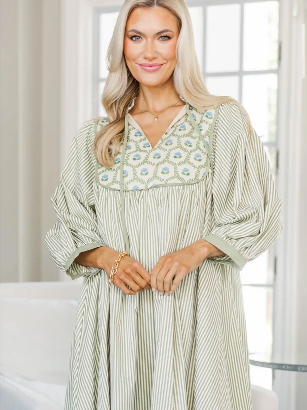 NURSING COLLECTION Give It A Moment Green Striped Dress
